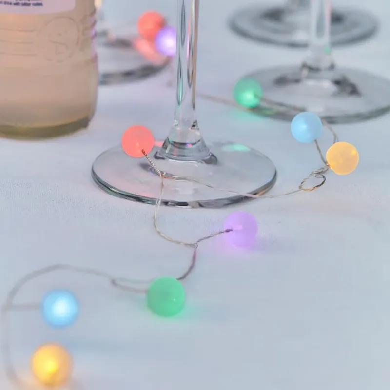 LED lichtketting Ally Ball Cluster, kleurrijk, 14 lampjes, batterij Direct Beschikbaar