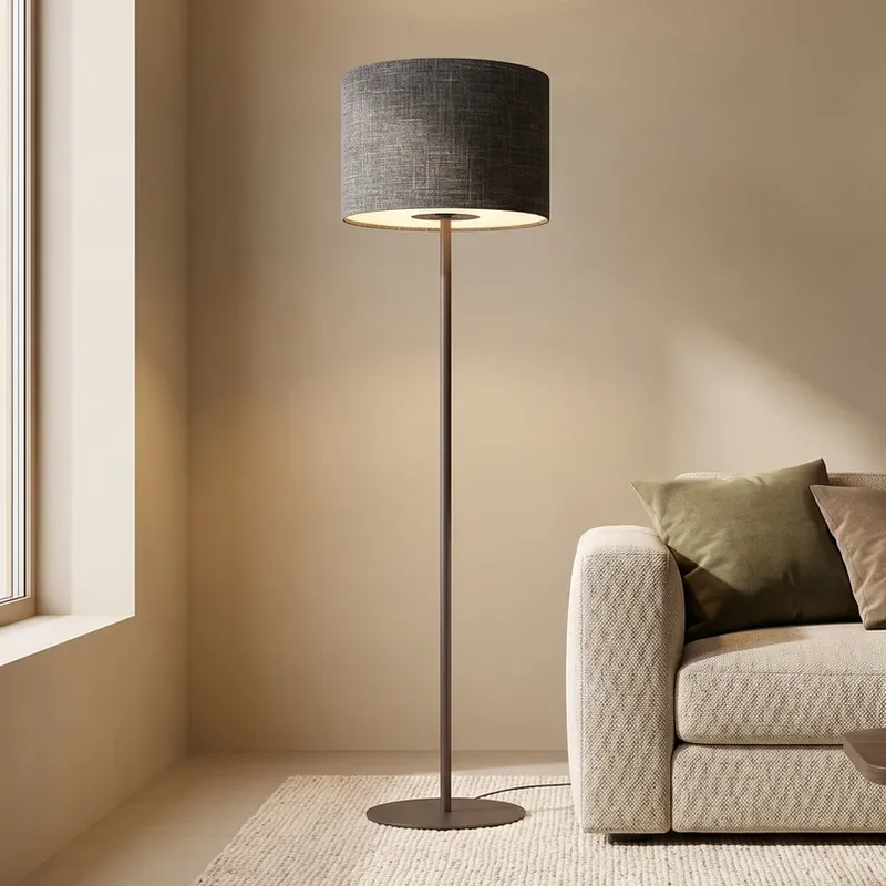 Favoriet Vloerlamp Amarela, zwart gemêleerd, textiel, E27