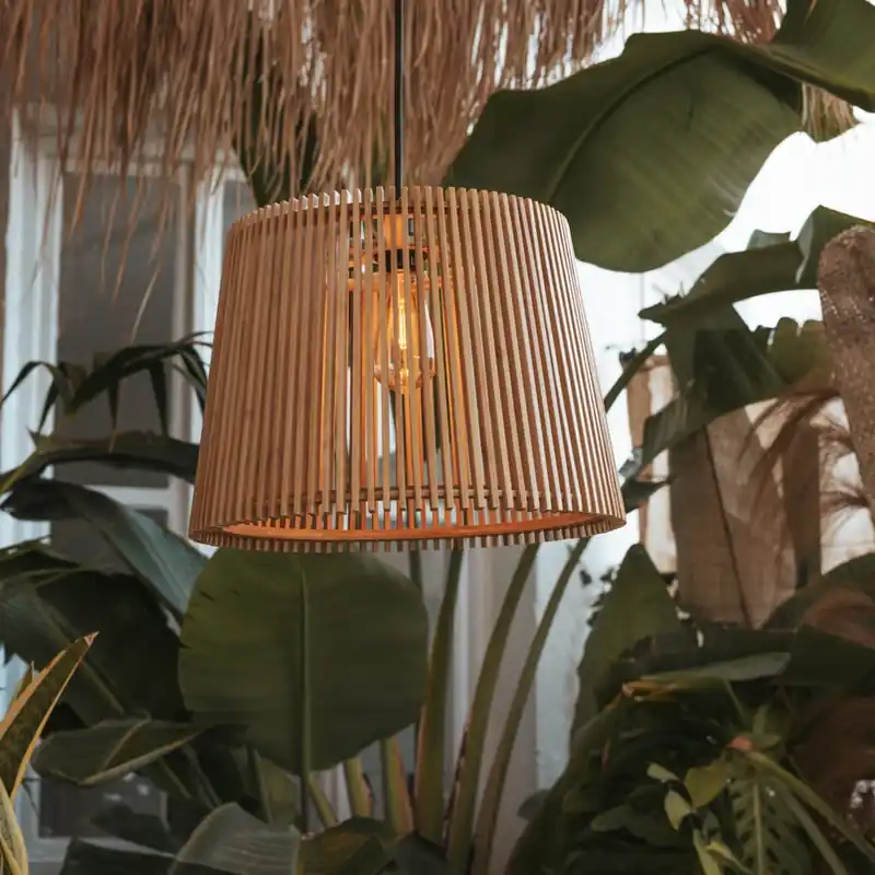 Newgarden hanglamp Okinawa, houtkleurig, bamboe, IP44 Gratis Retour
