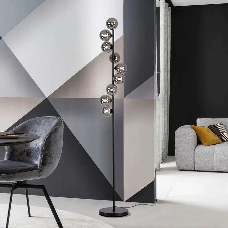 Schöner Wohnen vloerlamp Dubai, rookglas, 9-lamps, G9 Speciale Aanbieding