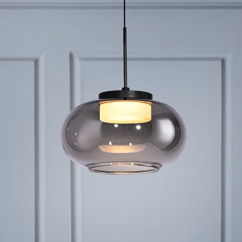 SCHÖNER WOHNEN LED hanglamp Sia, 1-lamp, rookgrijs, 3.000 K Lage Kosten