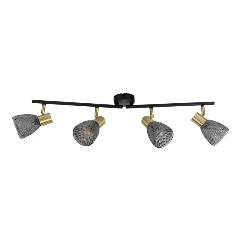 Plafondlamp Lindita, 4-lamps, glas, rookgrijs, E14 Favoriet