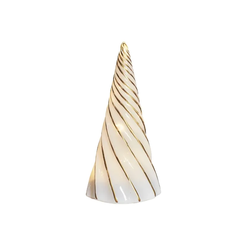 Uitverkoop LED-decoratiefiguur Vilma, wit/goud, hoogte 19 cm, glas, batterij