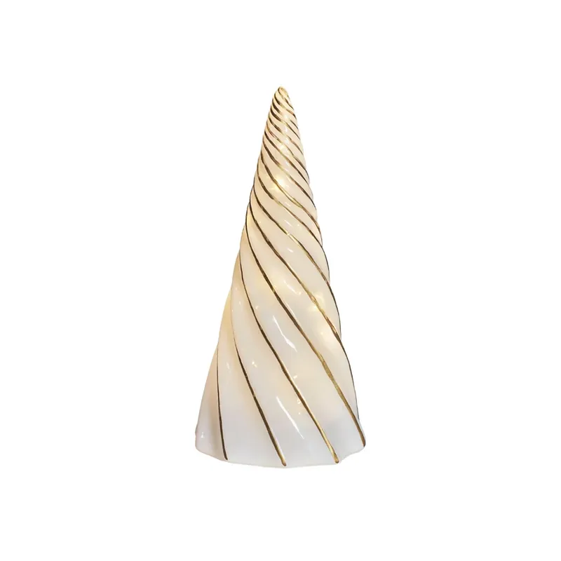 LED-decoratiefiguur Vilma, wit/goud, hoogte 24 cm, glas, batterij Beperkt Aanbod
