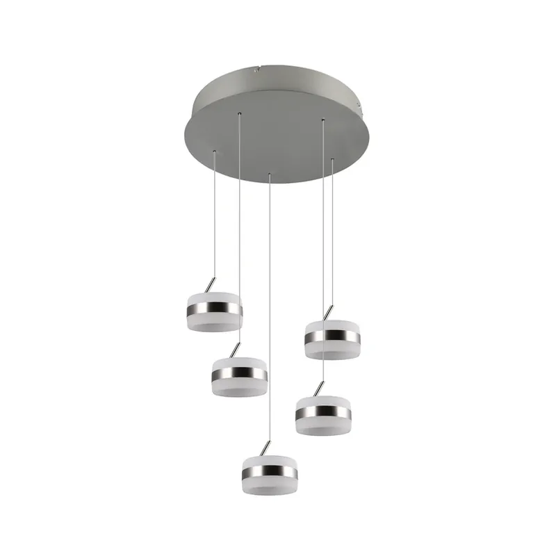 Alleen Vandaag LED hanglamp Dios, nikkelkleurig, Ø 45 cm, CCT, 5-lamps.