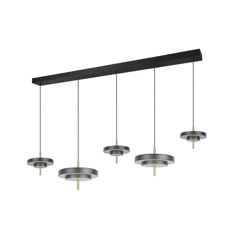 Actieprijs LED hanglamp Keaton, zwart/goudkleurig 140 cm CCT, 5-lamps.
