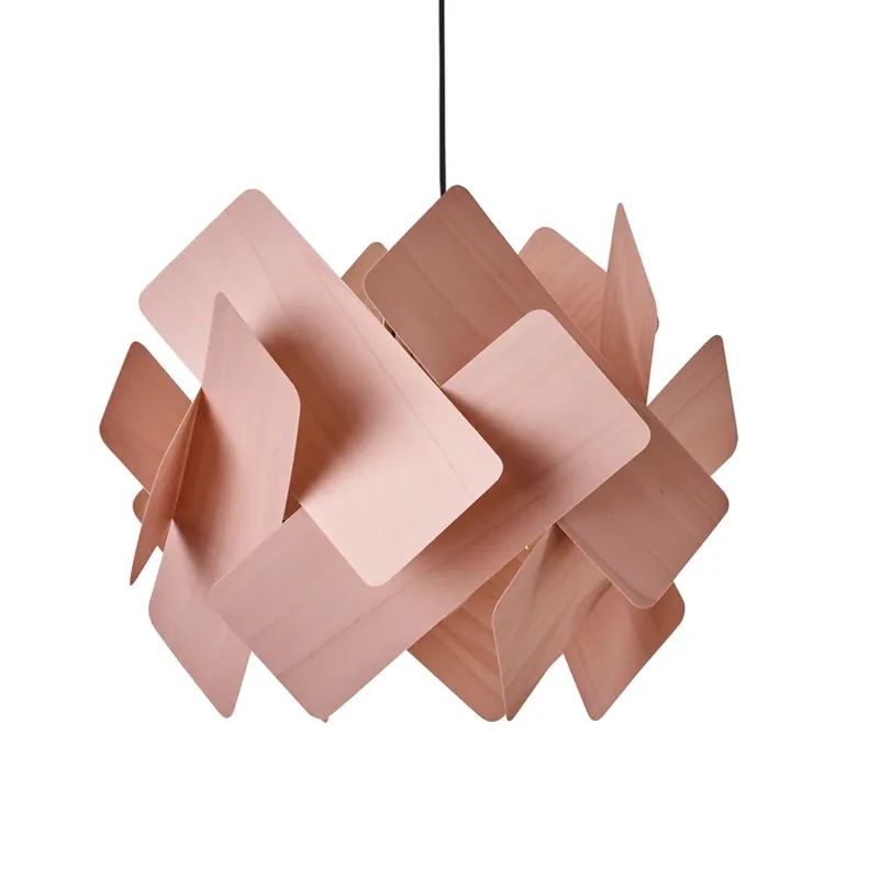 Superprijs LZF hanglamp Escape, lichtroze/nikkelkleurig, Ø 30 cm, hout
