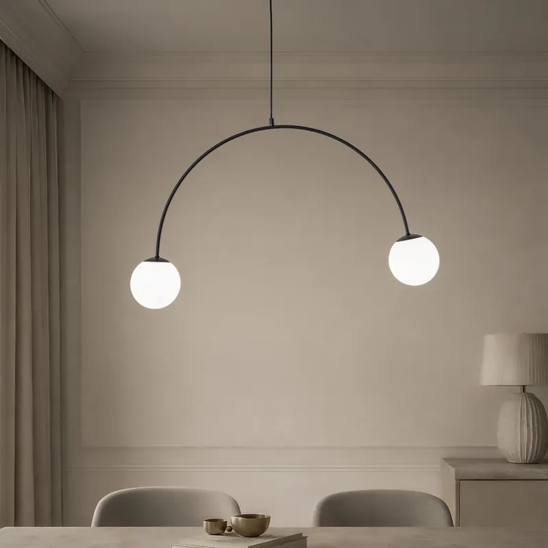 Hanglamp Nova, glas/metaal, zwart/wit, 2-lamps Dagaanbieding
