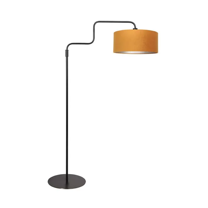 Aanbieding Vloerlamp Bloeba, zwart/goudkleurig, hoogte 165 cm, velours