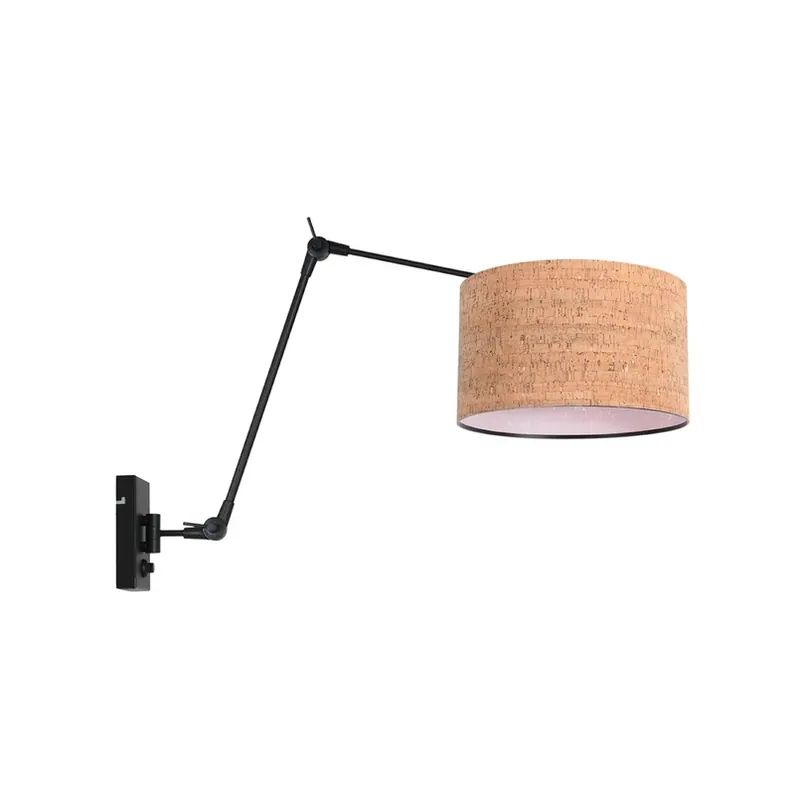 Actieprijs Wandlamp Prestige Chic zwart/bruin, uitsteeklengte 90 cm, kurk