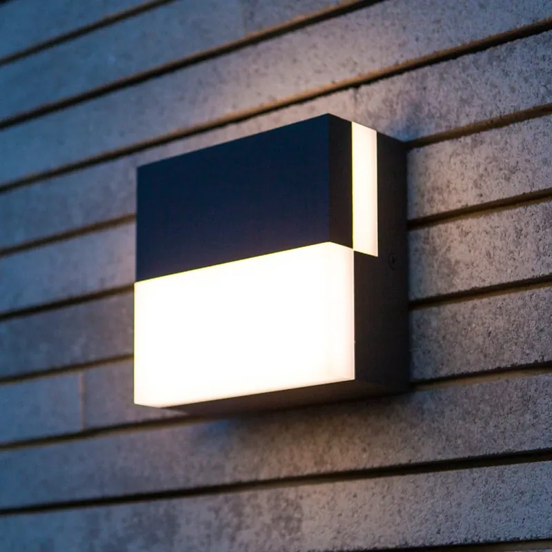 Beperkte Voorraad LED buiten wandlamp DOMINO, donkergrijs, 14 x 14 cm, IP65