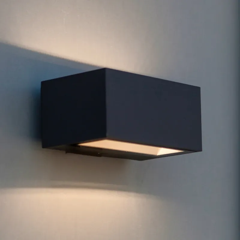 LED buiten wandlamp GEMINI, donkergrijs, 14 cm, IP54, omhoog/omlaag Snelle Levering