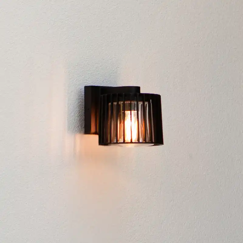 Buitenwandlamp SHYNE, zwart, 19 cm, metaal, IP54, E27 Finale Uitverkoop