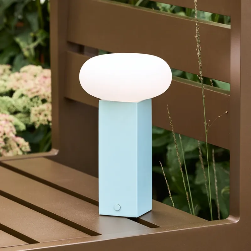 LED tafellamp op accu LOW, blauw, hoogte 20 cm, metaal, met dimmer Exclusieve Aanbieding