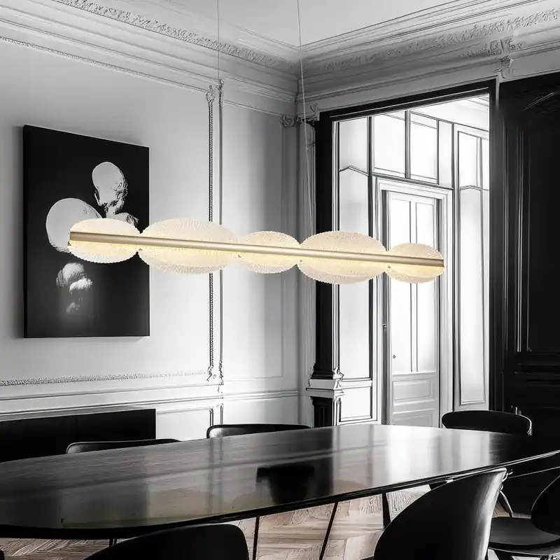 Lage Kosten LED hanglamp Evana, zilverkleurig, lengte 120 cm, metaal