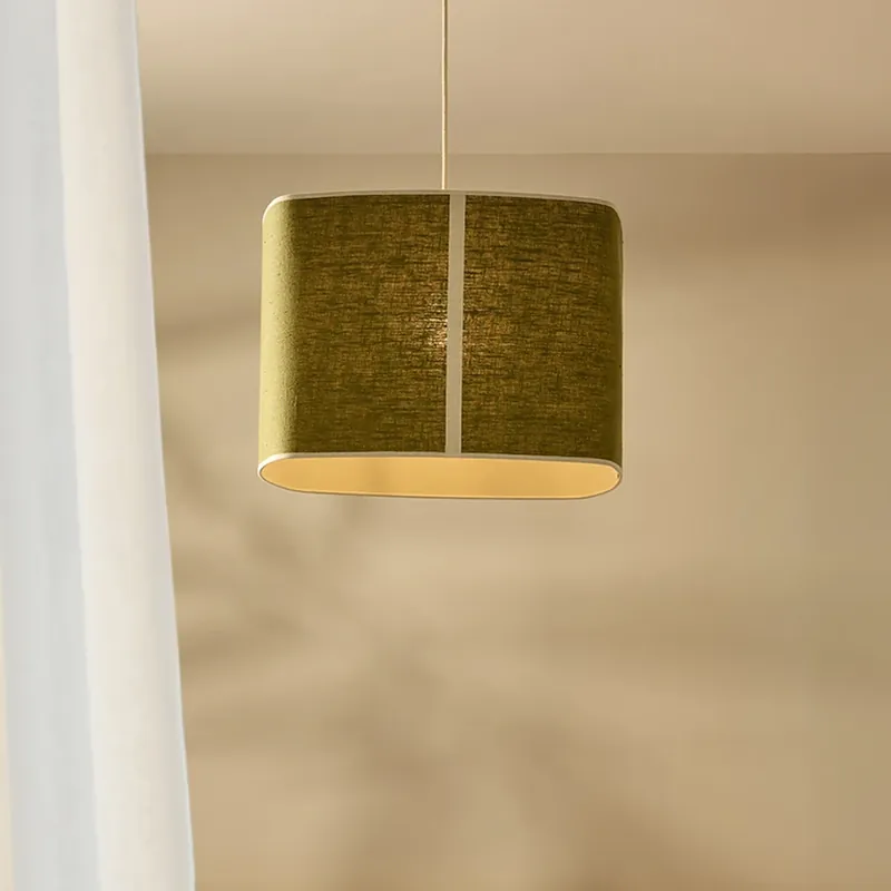 MARKET SET Hanglamp Dolce, avocadogroen, linnen, E27 Voordeelprijs