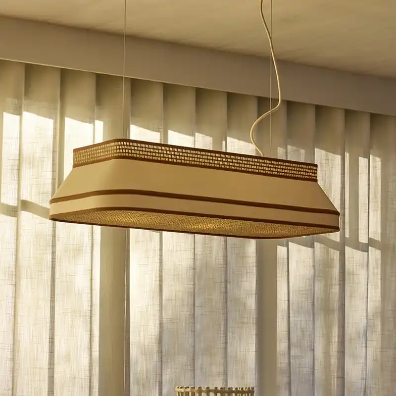 Favoriet MARKET SET Hanglamp Square, 88 x 38 cm, crème, textiel, E27