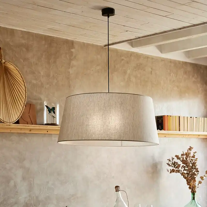 Hanglamp Tambour, pyla, Ø 78 cm, linnen/katoen Shop Nu
