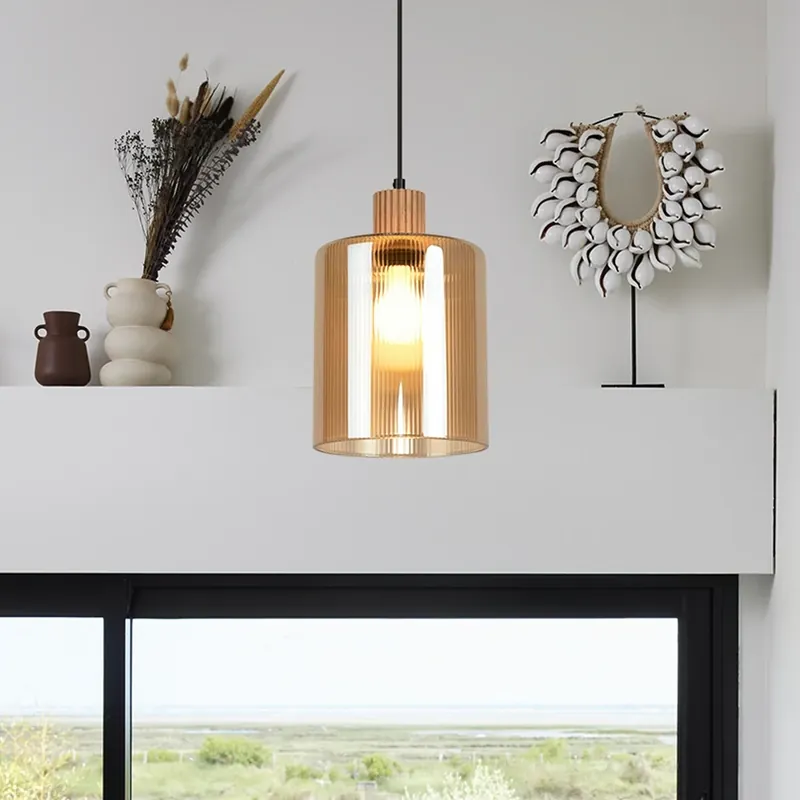 Aanbieding Hanglamp Giovanni, amberkleurig/naturel, Ø 18 cm, glas