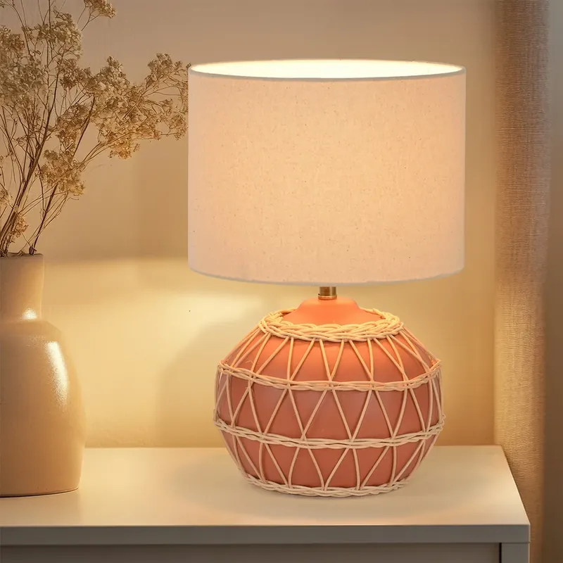 Uitverkoop Tafellamp Cyclades, terracotta/beige, 35 cm, linnen/keramiek
