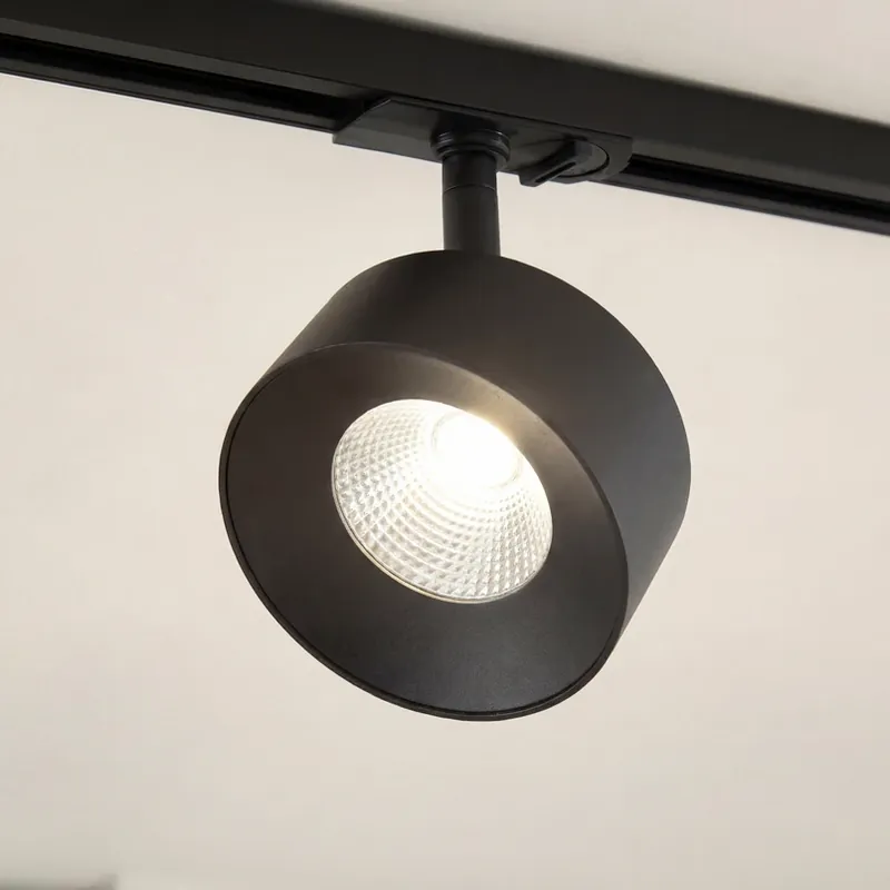 Superprijs Lindby LED-railspot Linaro, zwart, Ø 9,5 cm, 3.000 K