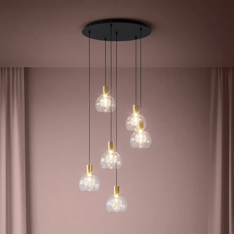 Weekendaanbieding Stars of Light LED hanglamp Terque, messing, Ø 54 cm, 6-lamps
