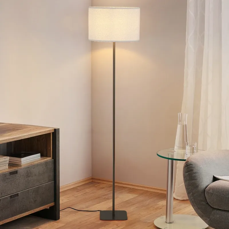 Vloerlamp Chelsea, bruin/wit, hoogte 150 cm, metaal/stof Actieprijs