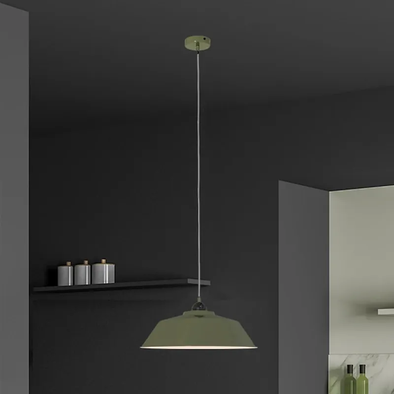 Uitverkoop Hanglamp Nove, groen, binnenkant wit, metaal, E27
