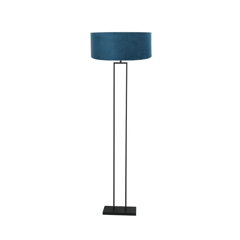 Vloerlamp Stang, zwart/blauw velours, hoogte 160 cm, E27 Gratis Retour