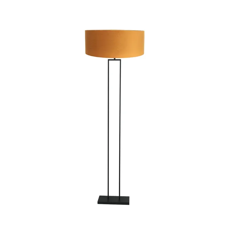 Voordeelprijs Vloerlamp Stang, zwart/goudkleurig velours, hoogte 160 cm, E27