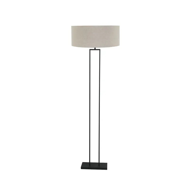 Vloerlamp Stang, zwart/leemkleurig linnen, hoogte 160 cm, E27 Hoge Kwaliteit