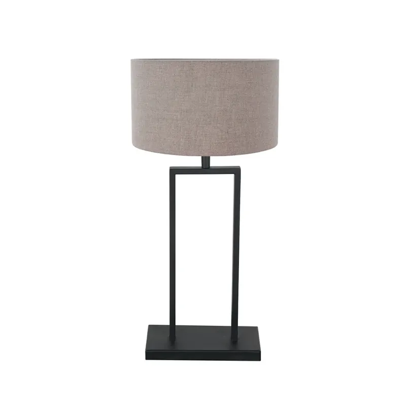 Tafellamp Stang 3860ZW, zwart/leemkleurig linnen, H. 55 cm Koop Online