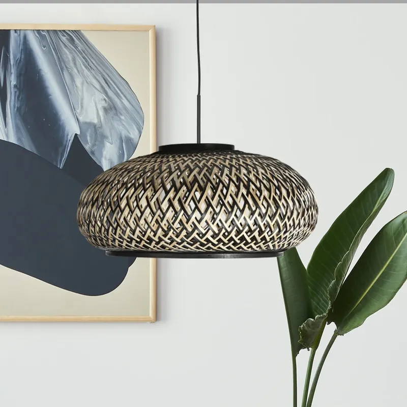 Express Levering Hanglamp Sparkled Light 4476ZW, bamboevlechtwerk, Ø 50 cm