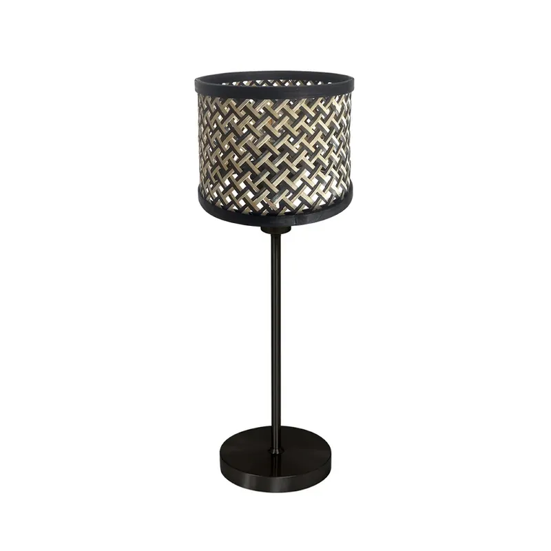 Tafellamp Noor zwart/vlechtwerk zwart-naturel, H. 50 cm E27 Nieuw