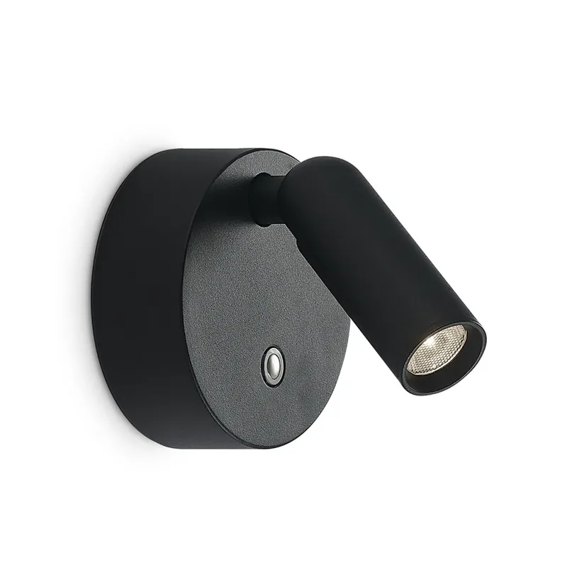 Aanbieding IDEAL LUX LED wandspot op accu Bean, zwart, breedte 8 cm