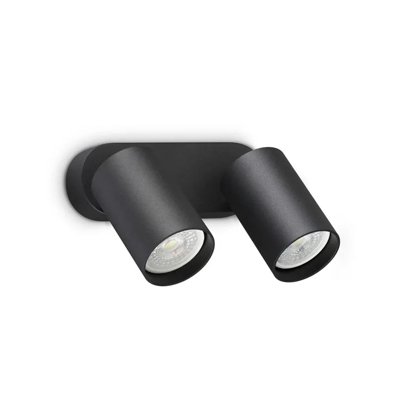 Beperkte Voorraad IDEAL LUX wandspot Dynamite Round zwart 16,5 cm 2-lamps