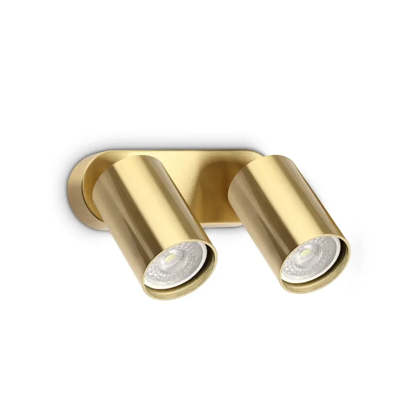 Weekendaanbieding IDEAL LUX wandspot Dynamite Round messing 16,5 cm 2-lamps