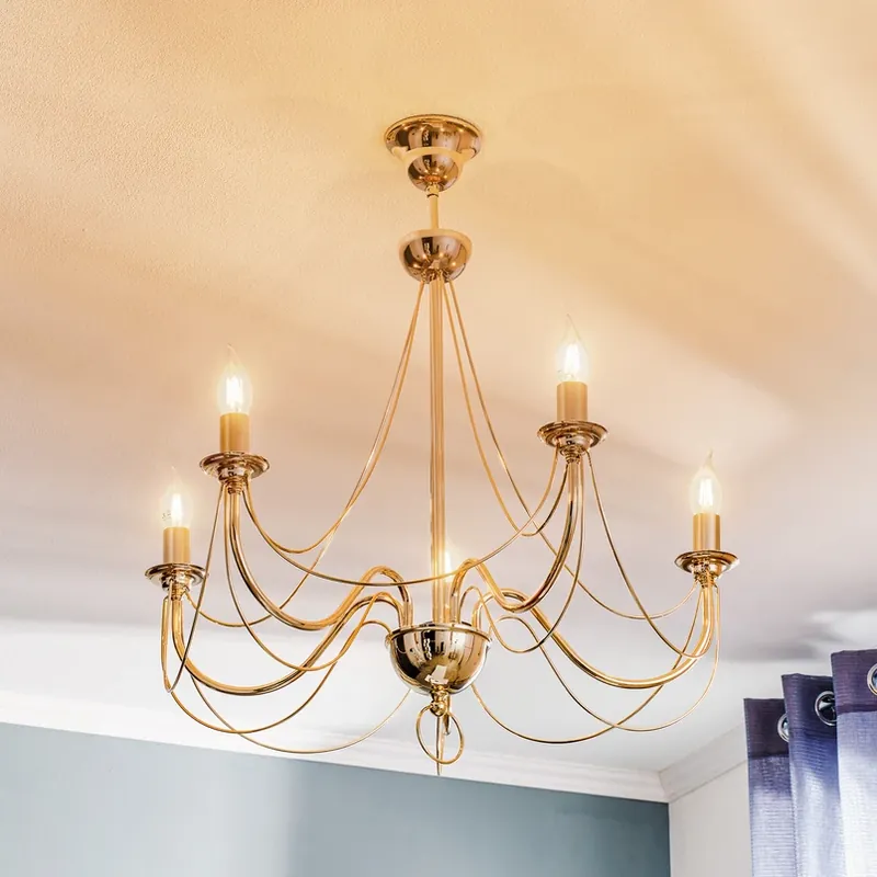 Kroonluchter retro, vijfarmig 75 cm, goud Beste Prijs