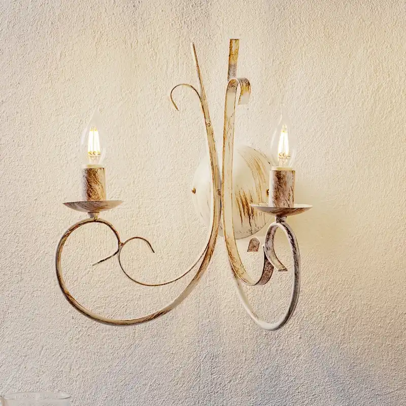 Bestel Nu Wandlamp Pompei, 2-lamps, antiek wit