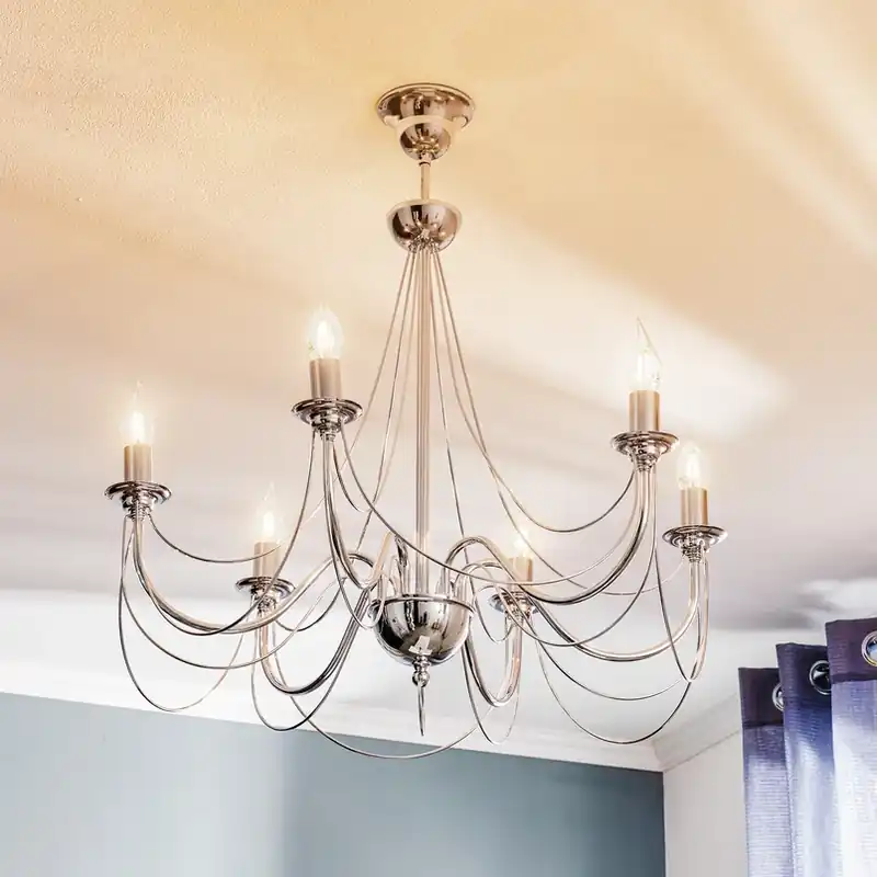 Gereduceerde Prijs Kroonluchter Retro in zilver, 6-lamps, 75 cm