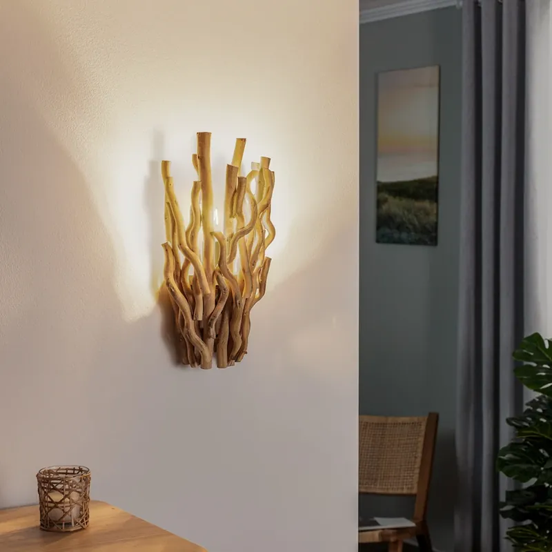 Wandlamp Agar met houten kap Tijdelijk Beschikbaar