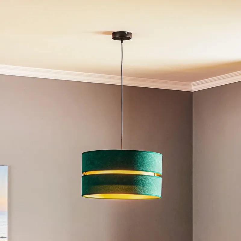 Euluna Duo hanglamp groen/goud Ø40cm 1-lamp Betrouwbaar