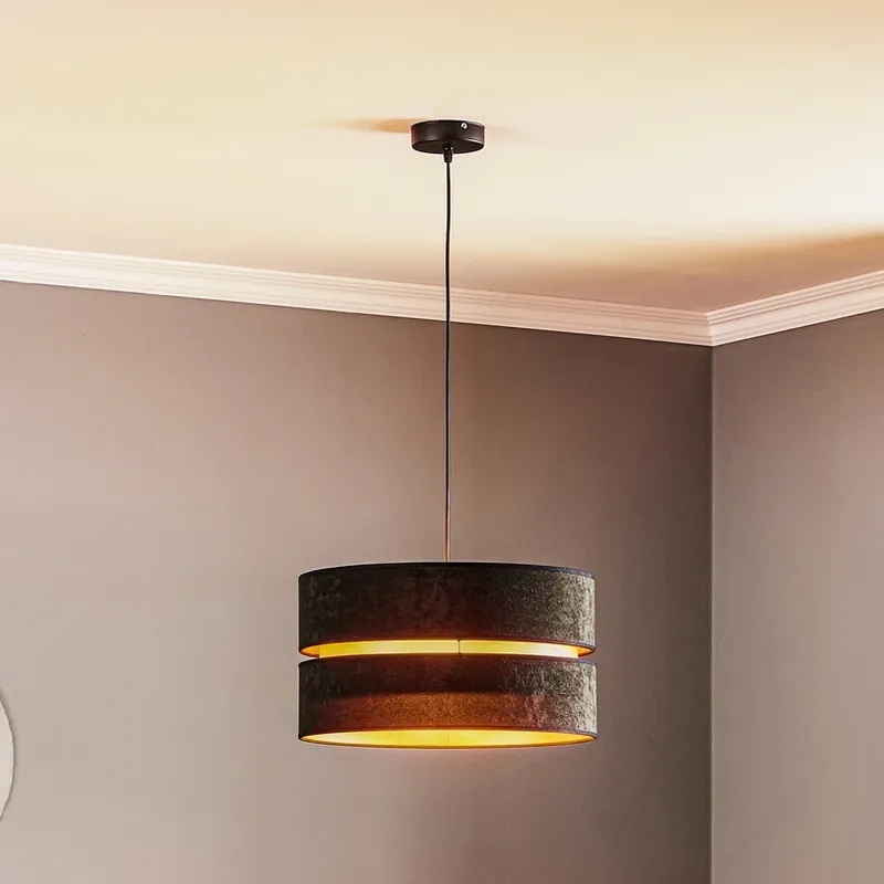 Actieprijs Hanglamp Duo, zwart/goud, Ø40cm, 1-lamp