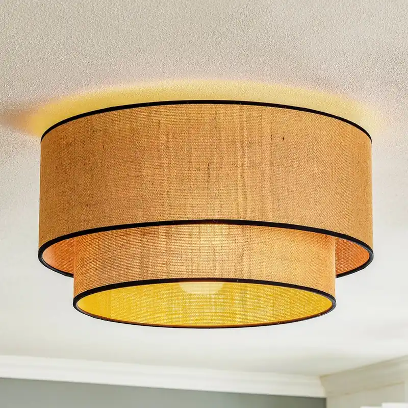 Beperkt Aanbod Plafondlamp Boho, bruin/zwart, Ø 45 cm, textiel