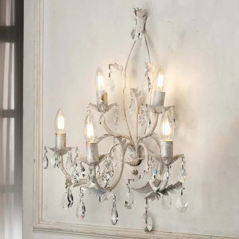 Bestseller Kristallen wandlamp Teresa, ivoor 5-lamps