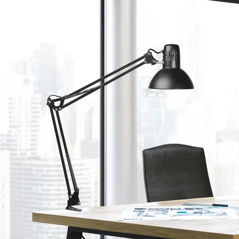 Voordeelprijs MAULstudie klemlamp, zwart, 44 cm, metaal, E27 E27