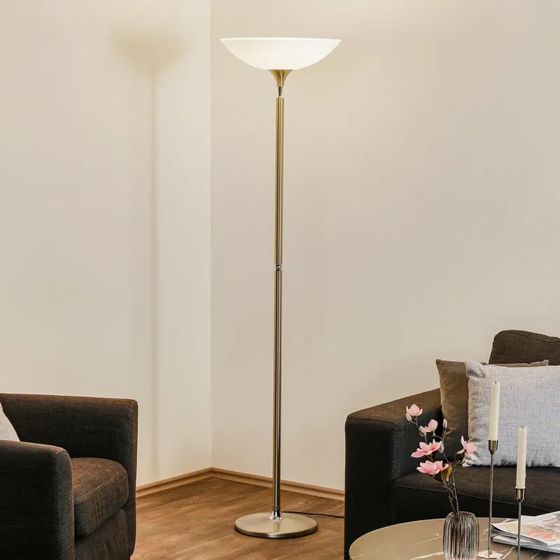 Koopje BANKAMP Opera LED uplighter vloerlamp, tastdimmer, nikkel