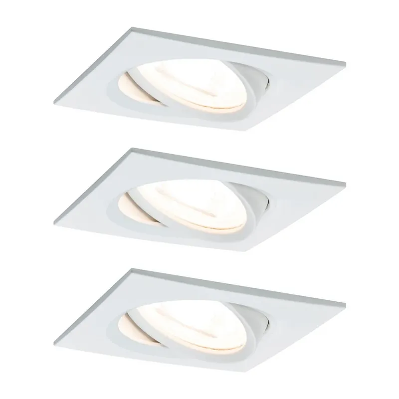 Seizoensaanbieding Paulmann Nova Coin 3-voudige spot, hoekig, dimbaar, mat wit, 2.700 K