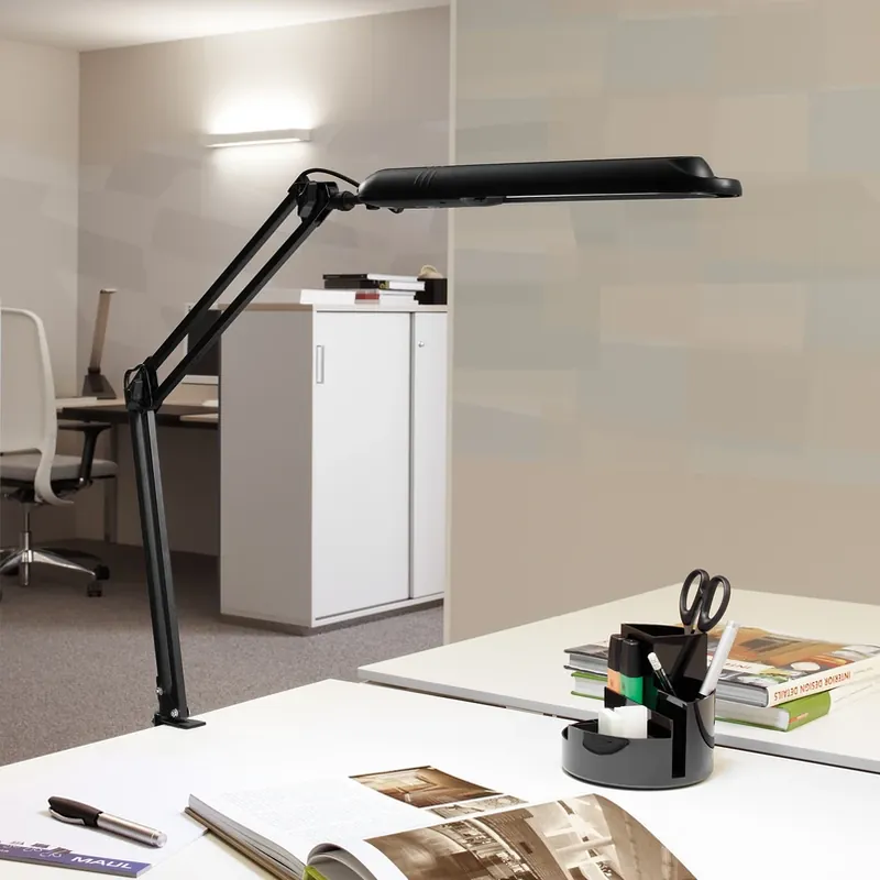 Superprijs LED tafellamp MAULatlantic, zwart, hoogte 38 cm, klemvoet