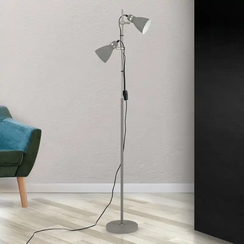 Weekendaanbieding Vloerlamp School met twee spots, grijs